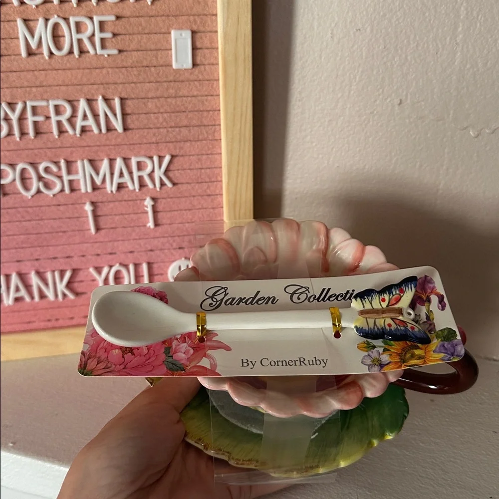 GardenCollection by CornerRuby Pink Rose Flower Tea Cup Set 🌺